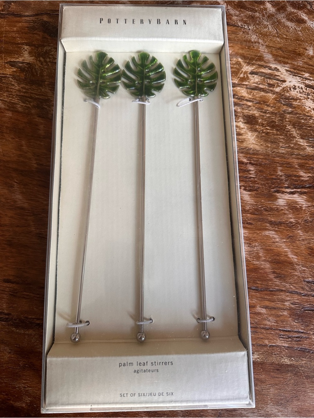 Pottery Barn Palm Leaf Cocktail Stirrers - Set of 6